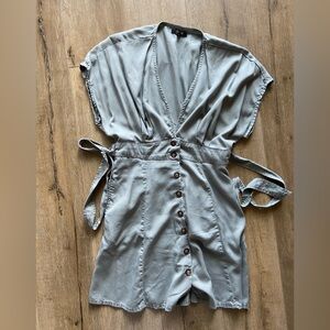 Vintage Wash Tencel Button Front Dress - Olive